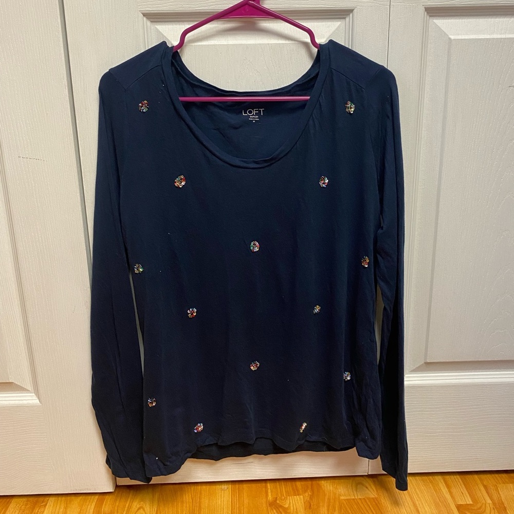 LOFT Women’s Christmas Styled Long Sleeve t-Shirt, size medium